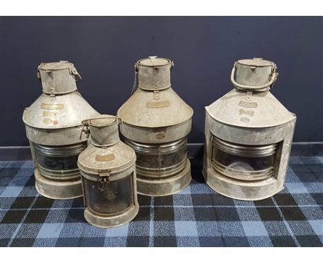 SET OF SEVEN EARLY 20TH CENTURY SHIP'S MASTHEAD OIL LANTERNS,by R. C. Murray &amp; Co. of Glasgow, comprising two Mastheads, 