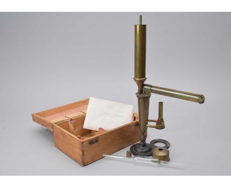 A French brass and copper ebullioscope by L Levesque for measuring the boiling point of liquids, 0-20 scale, stamped 10758, 4