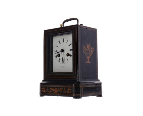 LATE VICTORIAN INLAID CARRIAGE CLOCK, by Marshall &amp; Fils, the two train eight day movement by Japy Freres &amp; Co striki