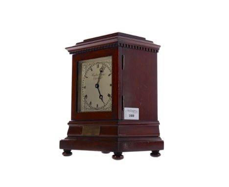 MID 20TH CENTURY MAHOGANY MANTEL CLOCK, by Hamilton &amp; Inches, the two train eight day movement striking on a gong, the si