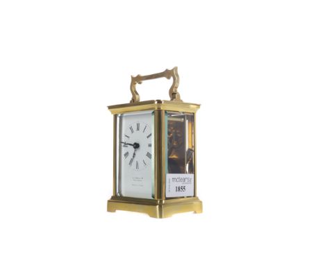EARLY 20TH CENTURY CARRIAGE CLOCK, by A.Jack &amp; Co, with white enamel dial with Roman numerals, inscribed makers name, the