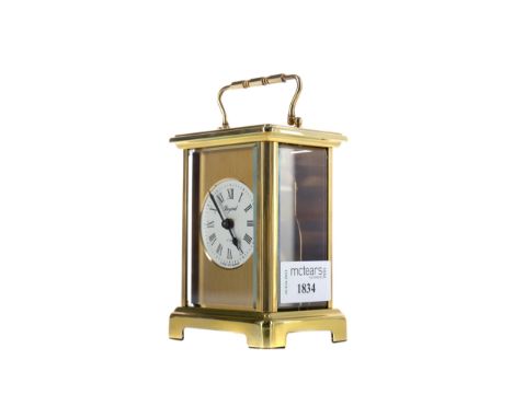 EARLY 20TH CENTURY CARRIAGE CLOCK, by Bayard, the gilt face with white enamel dial with Roman numerals and inscribed makers n