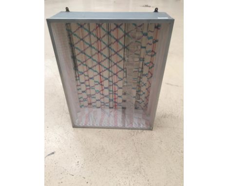 M Wieland optical art C1977, signed to verso. Entitled "Enclosed Shapes" 16 x 46 x 58cm