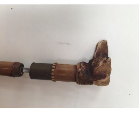 Carved dog head swordstick A/F