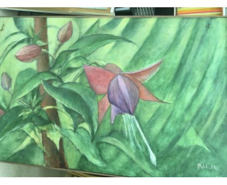M Wieland 1980 Acrylic on board study of a Fuchsia 76 x 123cm