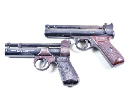 Two Mid 20th Century Air Pistols, by Webley, one .22 calibre with blued action and brown composite grips, model Premier, anot