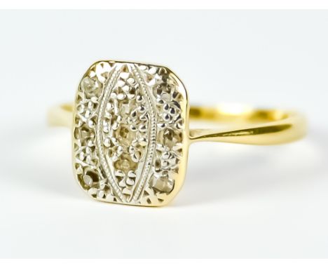A Diamond Ring, 20th Century, 18ct gold pavé set with a lozenge of small diamonds, size M, gross weight 2.2gCondition ReportT