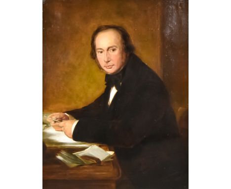 John Callcott Horsley (1817-1903) - Oil painting - Half-length portrait of Isambard Kingdom Brunel, relined canvas 36ins x 28