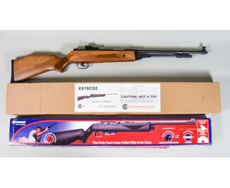 Three Modern CO2 Powered Air Weapons, comprising - an underlever 177 air rifle by Bam, a Crosman semi-automatic pellet rifle 