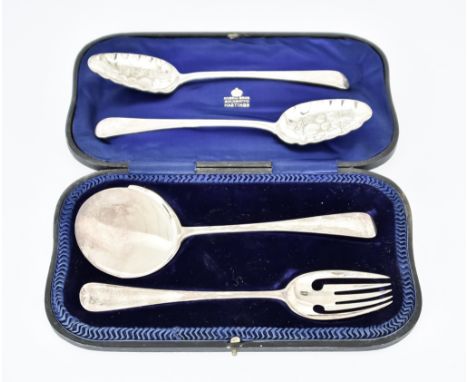 A George V Silver Serving Spoon and Fork and Mixed Silver Ware, the serving spoon and fork by Josiah Williams &amp; Co., Lond