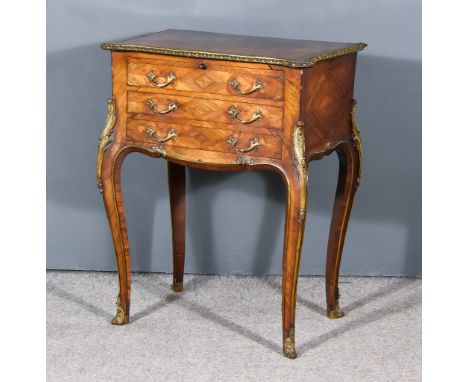 A 19th Century French Kingwood, Rosewood and Gilt Metal Mounted Petit Commode, inlaid with bandings, the serpentine top appli