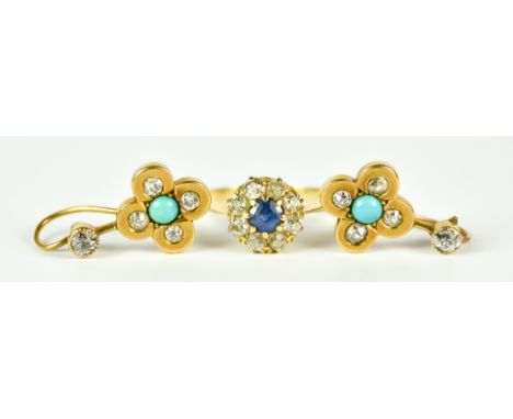 A Mixed Lot of Gem Set Jewellery, 20th Century, comprising - 18ct gold ring set with a centre sapphire stone, approximately .