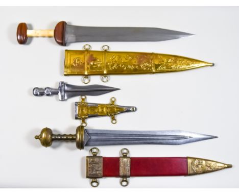 Six Reproduction Roman Edged Weapons, Modern, including - five Gladius, and one dagger, sizes various Note - You must be over