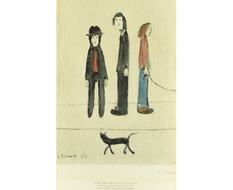 ARR Laurence Stephen Lowry (1887-1976) - Lithograph in colours - "Three Men and a Cat", signed in pencil, and with Fine Art T