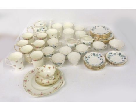 A COLCLOUGH CHINA TEA SET, FLORAL PATTERN AND OTHER CHINA TEA WARES