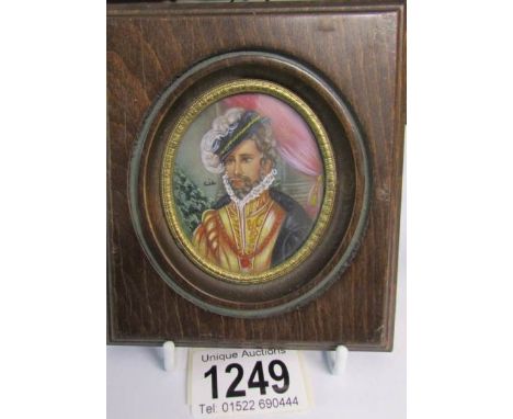 A hand painted miniature portrait of an Italian gentleman