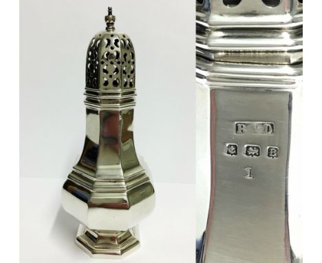 A silver sugar sifter, hall marked Birmingham 1926, maker R & D