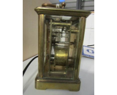 A brass carriage clock