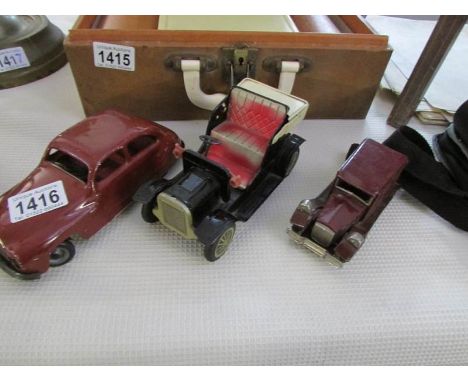 3 tin plate cars including Chad Valley, Marx and Japan