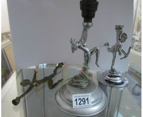 An art deco figure table lamp and 2 others