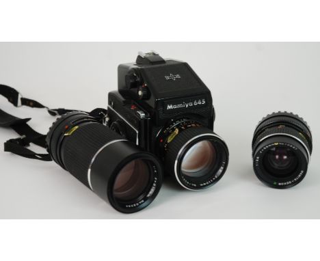 A MAMIYA 645 CAMERA No.L67533 with three lenses Condition Report: Available upon request