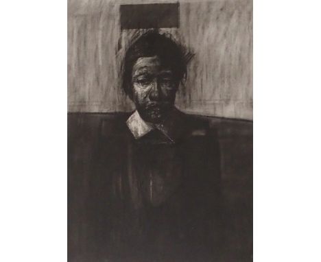 •CRAIG MULHOLLAND (SCOTTISH B. 1969) PORTRAIT STUDY Charcoal on paper, signed initial (bottom right), 74 x 54cm (29 x 21 1/4"