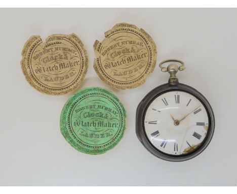 A SILVER PAIR CASED POCKET WATCH with white enamelled dial with black Roman numerals, the movement signed John Russell, Falki