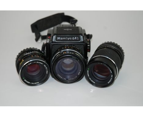 A MAMIYA 645 CAMERA No.L57874 with three lenses Condition Report: Available upon request