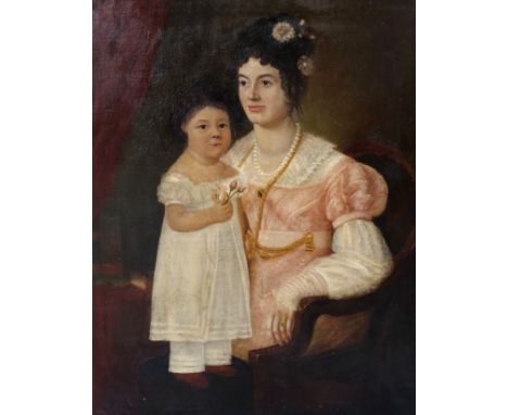 BRITISH (19TH CENTURY) MOTHER AND CHILD Oil on canvas, 106 x 85cm (41 3/4 x 33 1/2") Condition Report: On inspection the canv