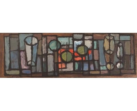 •CARLO ROSSI RSW, RGI (SCOTTISH 1921-2010) ABSTRACTION Oil on panel, signed and dated (19) '61/62', 17.5 x 51cm (7 x 20") Ins