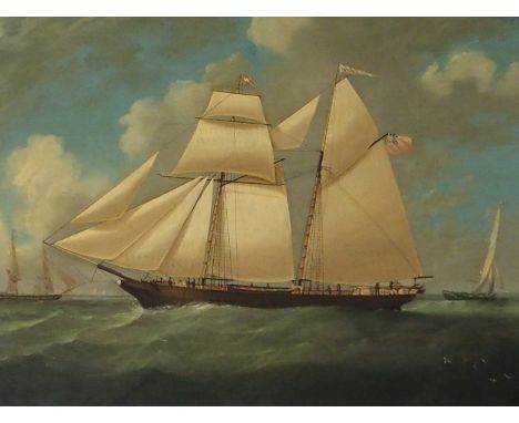 BRITISH SCHOOL (19TH/20TH CENTURY) SS QUEEN Oil on panel, 43 x 58cm (17 x 22 3/4") Condition Report: Some framing marks to th
