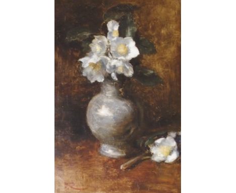 SIR GEORGE REID PRSA, HRSW, LLD (SCOTTISH 1841-1913) CHRISTMAS ROSES Oil on canvas, signed monogram, 48.5 x 33.5cm (19 x 13")