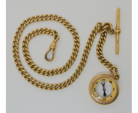 AN 18CT GOLD FOB CHAIN stamped with '18' and a crown to every link, date letter possibly 1884-85, makers mark J.M, length 38c