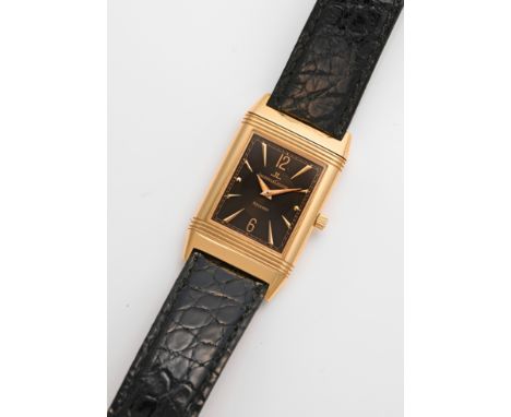 Herrenarmbanduhr von Jaeger LeCoultre-"Reverso Classic"von 1992Roségold, gest. 750. Rechteckiges, drehbares, profiliertes Uhr
