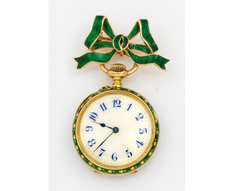 Feine Revers-DamentaschenuhrFrankreich, um 1900. Gelbgold, 18 k, Gehäusemacherpunze von Société Générale Des Monteurs De Boît