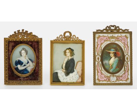 Konvolut Porträtminiaturen3-tlg.; Porträtbildnisse von Sophie Erzherzogin von Österreich (1805-1872), r. u. sign. "P. (?) Sta