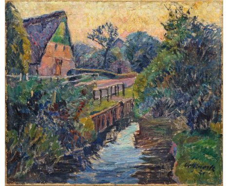 Hugo Volkwarth(1888 Altona - 1946 Thüringen)Altes Bauernhaus im Alten LandImpressionistische Landschaft des von Arthur Siebel