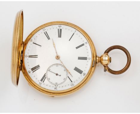 Savonette-Taschenuhr von Mermod FrèresSchweiz, circa 1890/1900. Gelbgold, gest. 14 (k). Fein guillochiertes Savonette-Gehäuse