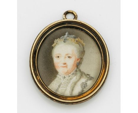 Alexander Roslin(1718 Malmö - 1793 Paris) nachMiniaturporträt der Zarin Katharina II. von Russland als AnhängerOvales Brustbi