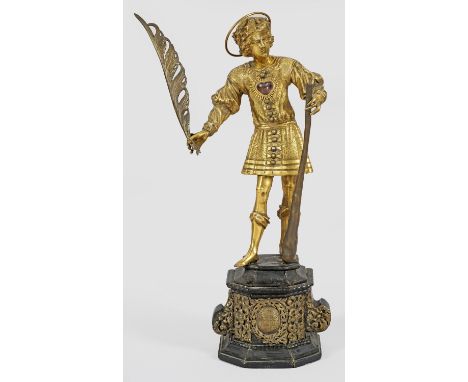 Süddeutscher Bildhauer(Tätig Ende 17./Anfang 18. Jh. wohl in Augsburg)Statuette eines Herrn oder HeiligenMetall, fein ziselie