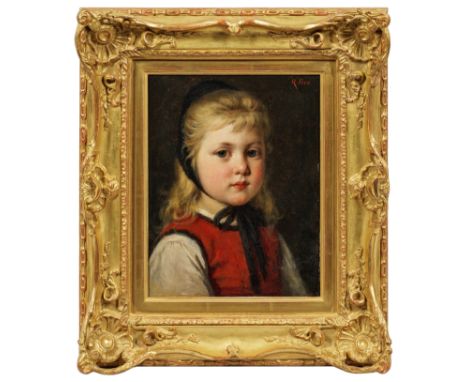 Rudolf Epp(1834 Eberbach - 1910 München)Bildnis eines Bauernmädchens in TrachtFein lasierend gemaltes, einfühlsam charakteris
