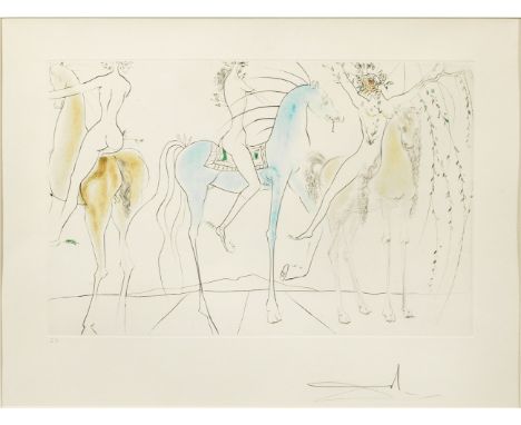 Salvador Dalí(1904 Figueras - 1989 ebenda) "Hamadryades Mimetiques Arborescentes (Baumartige Mimikry-Hamadryaden)". Originalt