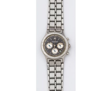 Herrenarmbanduhr von Jaeger LeCoultre-"Herion"aus den 1990er JahrenStahl. Rundes Uhrengehäuse, Lünette mit Pulsatio, Tachimet