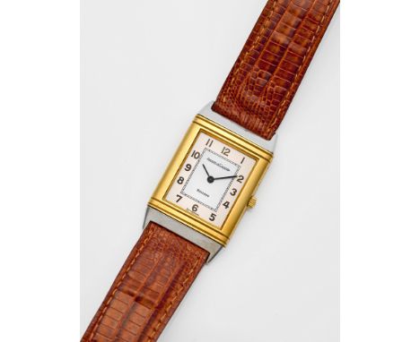 Damenarmbanduhr von Jaeger LeCoultre-"Reverso" von 1986Roségold, 18 ct. und Stahl. Rechteckiges, drehbares, profiliertes Uhre