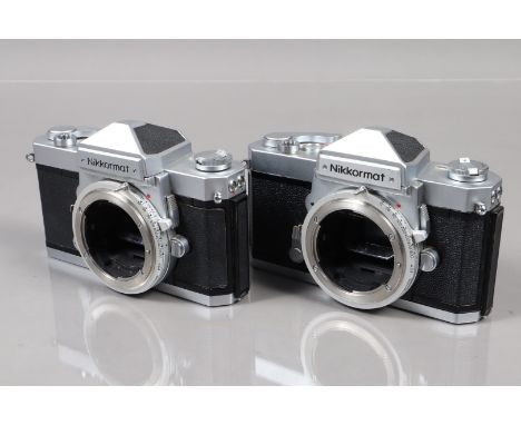 Two Nikkormat FT SLR Camera Bodies, both shutters working, both meters responsive, self timers working, bodies G, light wear