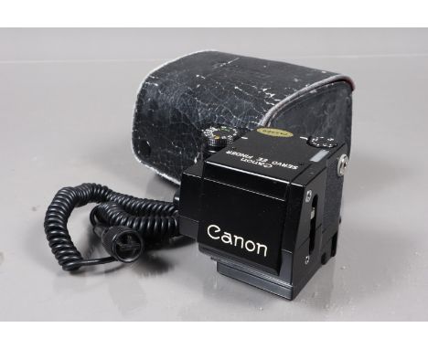 A Canon Servo EE Finder, for Canon F-1, untested, body G-VG, light wear, elements G-VG, with cable, in worn canon case