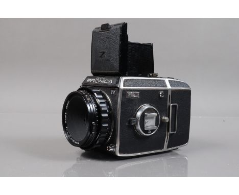 A Zenza Bronica EC TL Medium Format Camera, chrome, serial no CB352447, shutter fires remains open as if in bulb on any speed