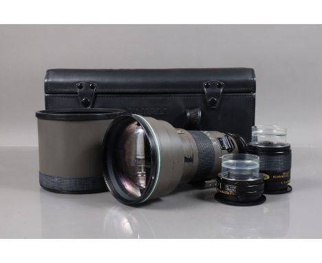 A Tamron SP 300mm f/2.8 LD IF Lens, model 60B, with Adaptal 2 for Canon FD, barrel G, some paint wear, elements VG, light dus