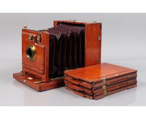 A Perken Son and Rayment Rayment's Patent Half Plate Field Camera, circa 1890, maker's plate states MADE BY PERKEN, SON and R