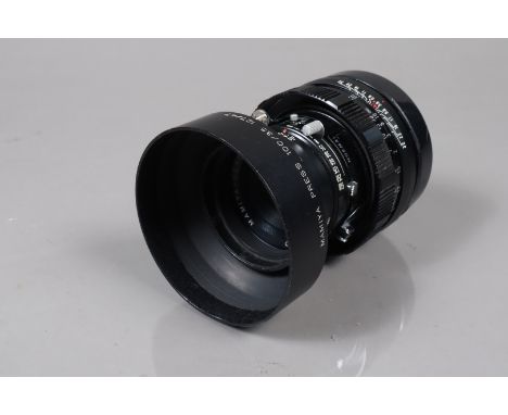 A Mamiya Sekor 100mm f/3.5 lens, Universal Press mount, serial no 29590, shutter working, barrel G, light wear, elements G-VG